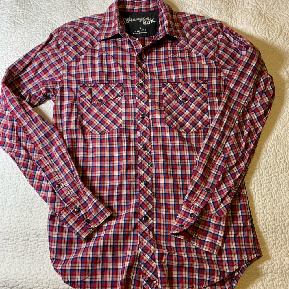 Wrangler 20X pearl snap plaid western shirt